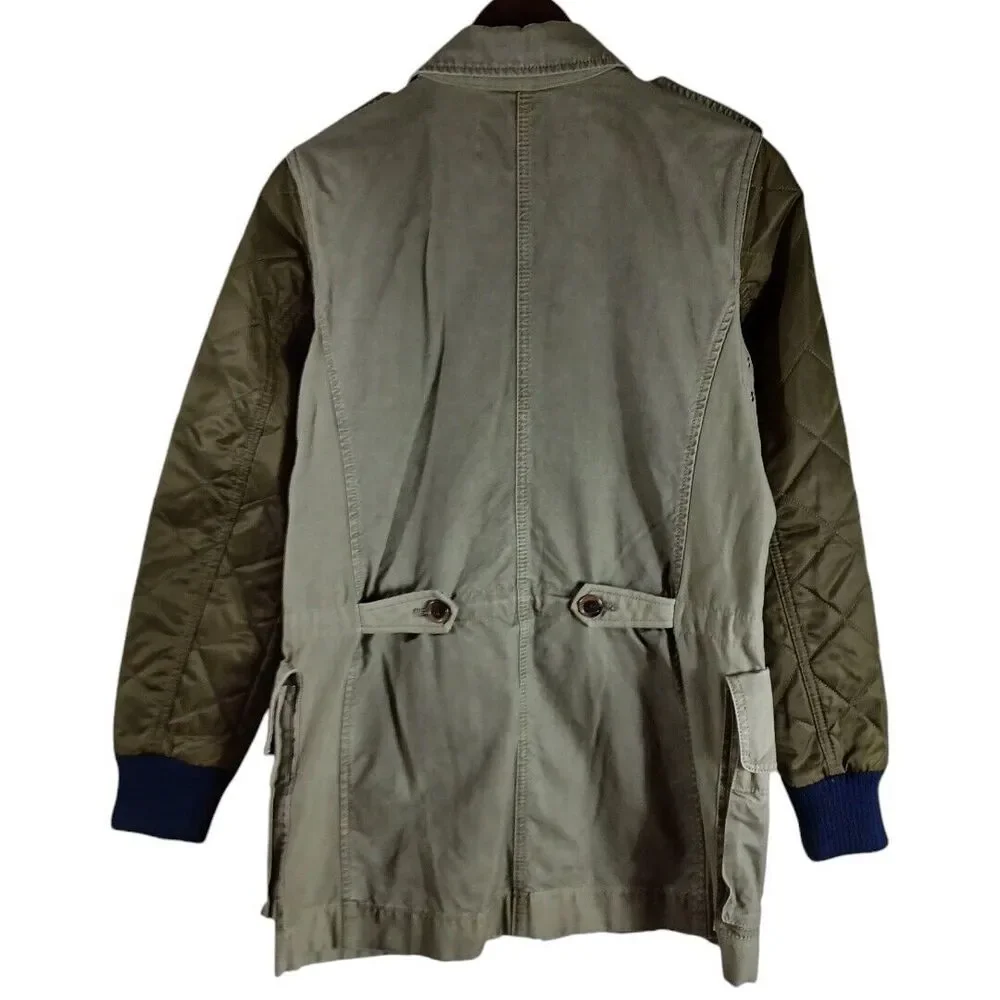 J.Crew XS Military Quilted Boyfriend Fatigue Utility Jacket Army Olive Green